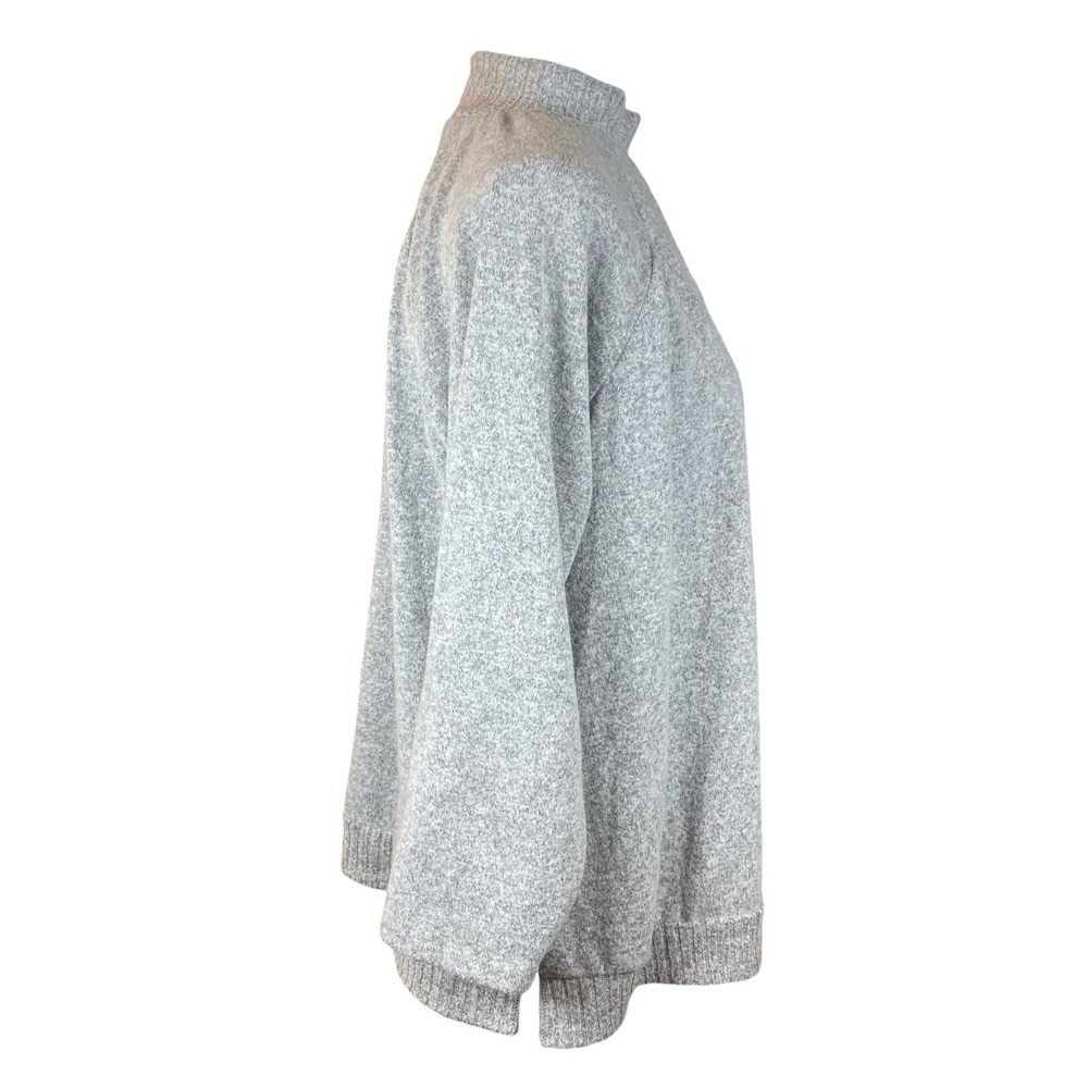Adrienne Vittadini Sweater XL Mock Neck Light Gray 3/4 Sleeve Asymeterical Zip - Picture 7 of 14